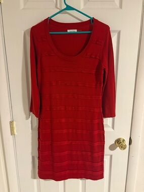 Calvin Klein Scarlet Scoop-Neck Ribbed Knit Dress